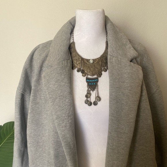 ZARA comfy cozy oversized cardigan light grey size large - Picture 2 of 7